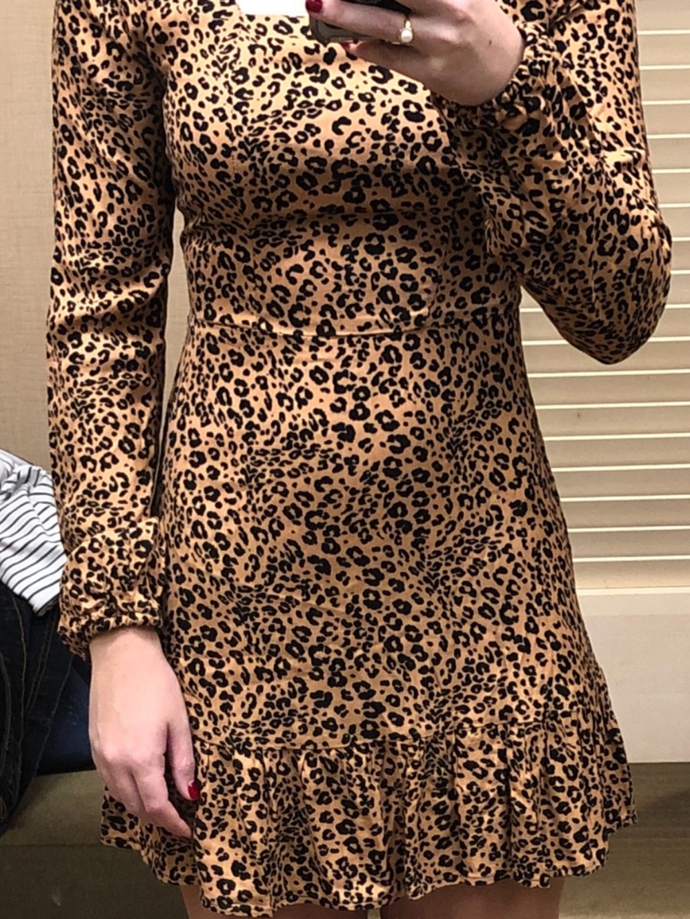 love, Fire Leopard Print Long-Sleeve Mini Dress - Tan/Black